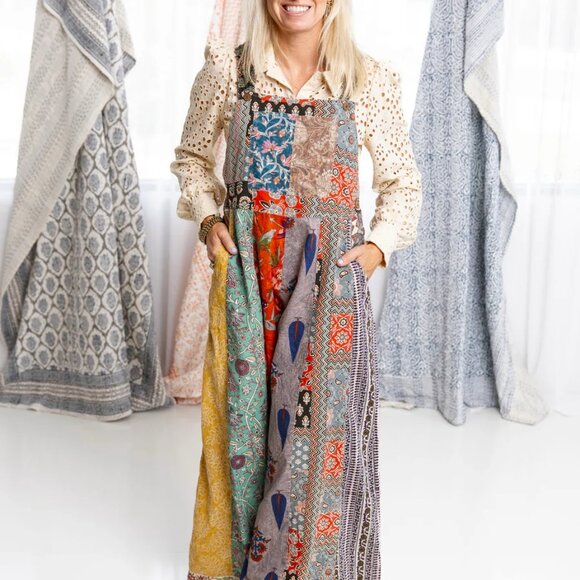 Patchwork Jumpsuit One of a Kind NWT Size L/XL - Picture 2 of 7